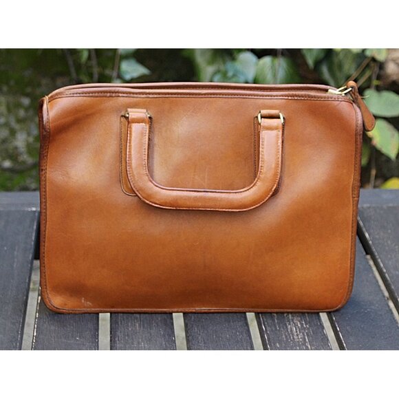 Coach Vintage - 1970s Slim Satchel 9430 Handbag in British Tan, Glue In Creed - Picture 1 of 14